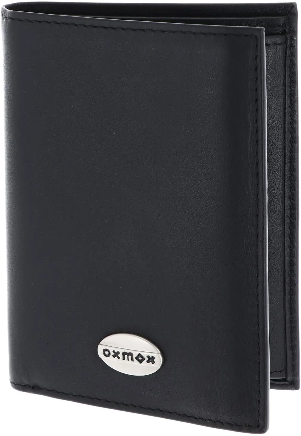 Oxmox Pure Metal Round Black – Leder Geldbörse Hochformat