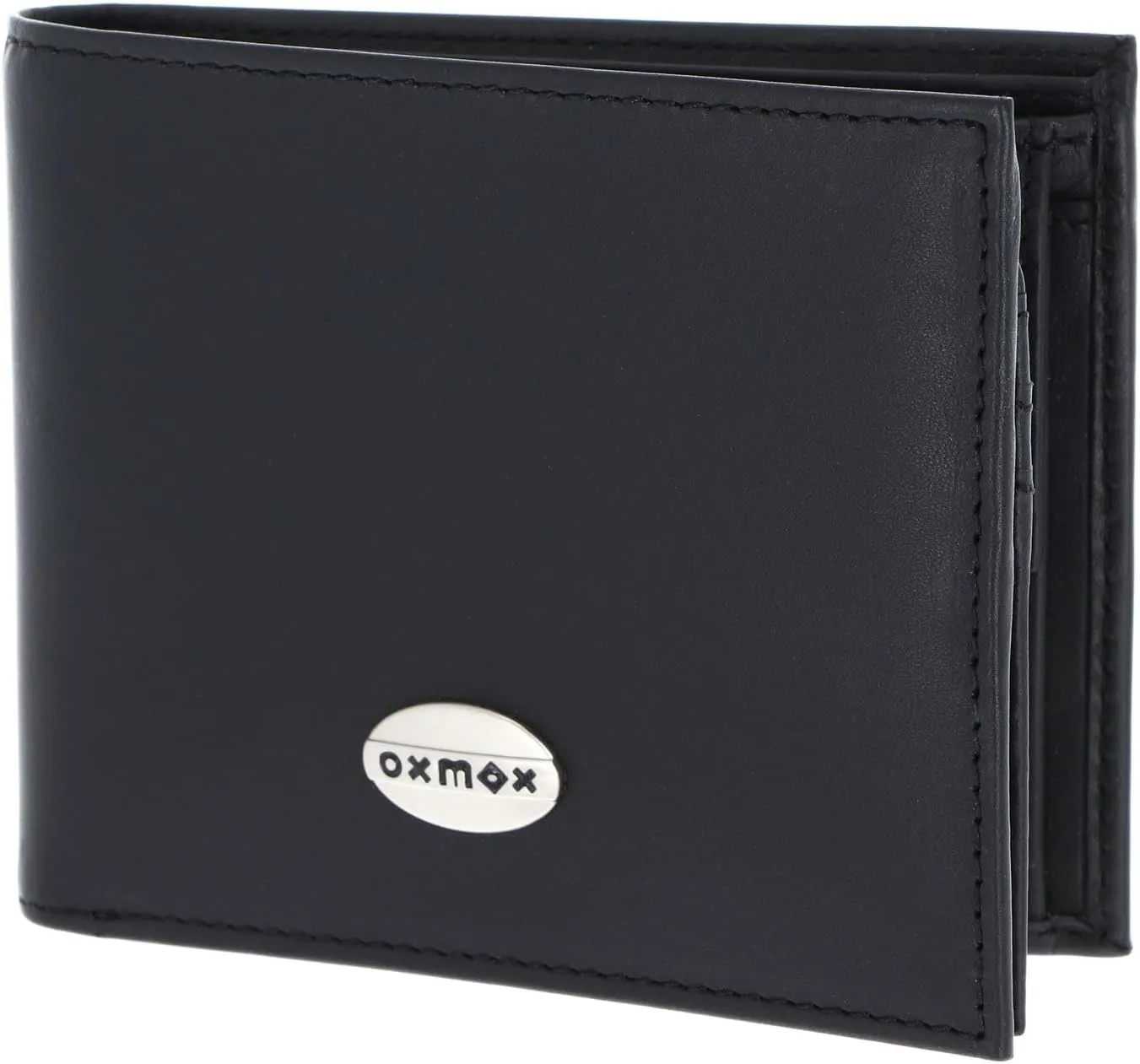 Oxmox Pure Metal Round Black – Leder Geldbörse Querformat