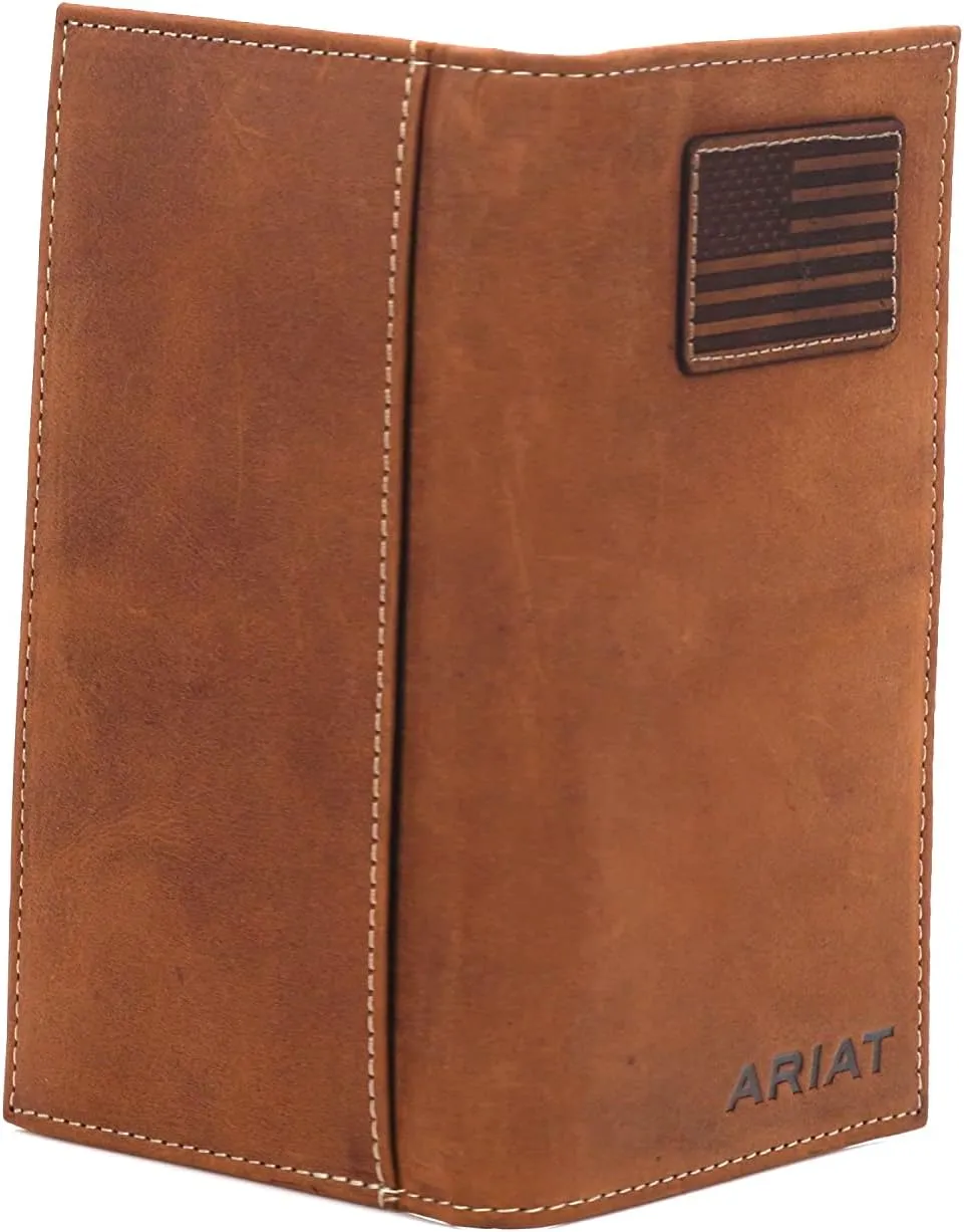 ARIAT Herren Geldbörse – Leder mit Flaggenaufnäher