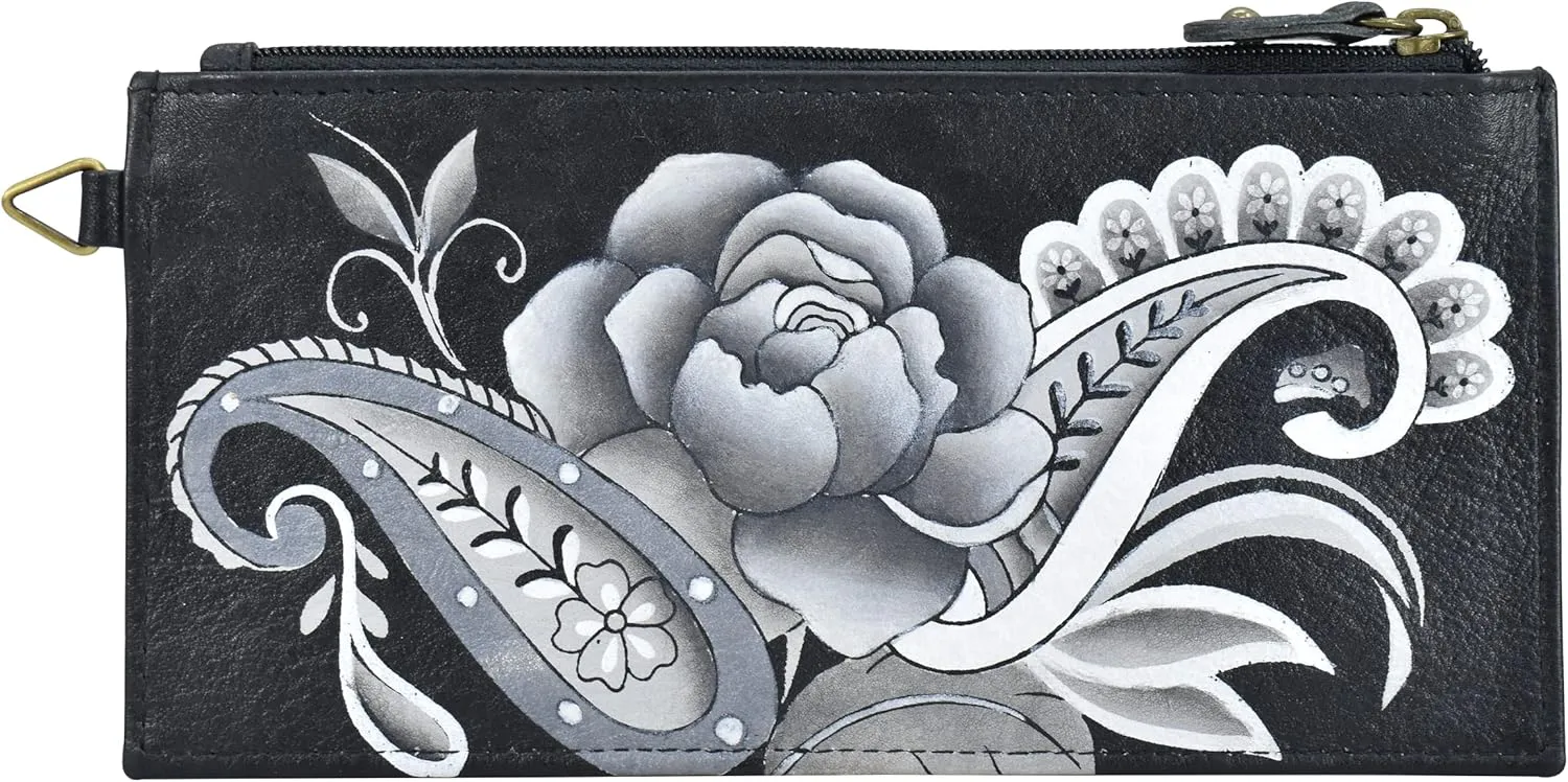 Anna by Anuschka – Handbemalte Leder Geldbörse Damen – Schwarz