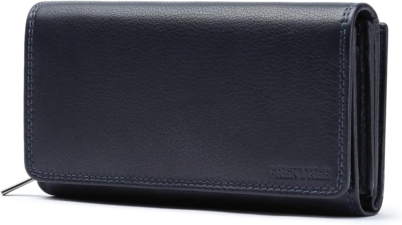 Frentree Navy – Leder Geldbörse Damen mit RFID