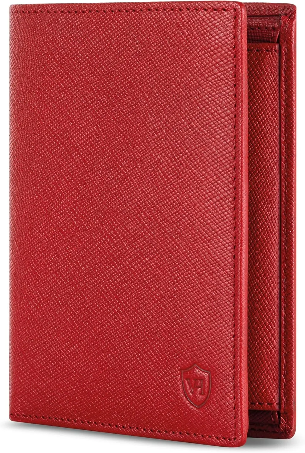 VON HEESEN Leder Geldbörse – RFID Schutz & Geschenkbox – Rot (Saffiano)